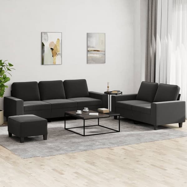 vidaXL sofasæt 3 dele stof sort