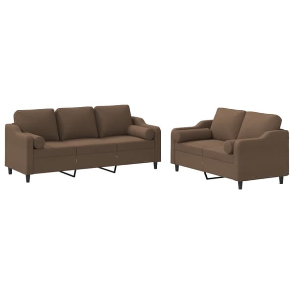vidaXL sofasæt 2 dele med puder stof brun