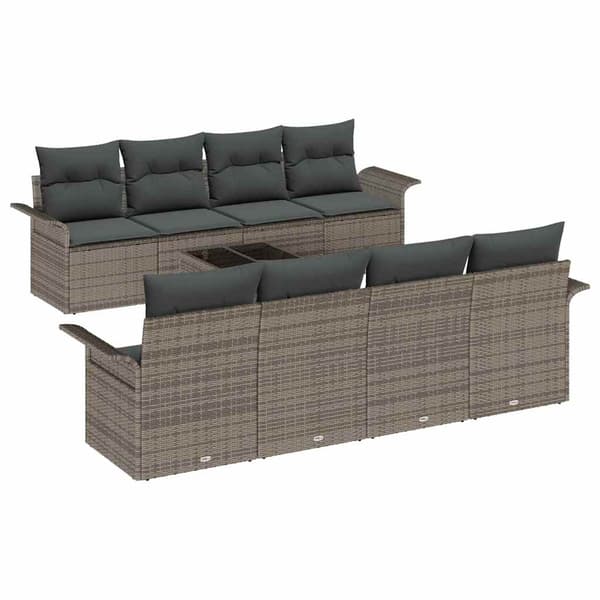 vidaXL Havesofa Sæt 9 pcs Grå Poly rattan