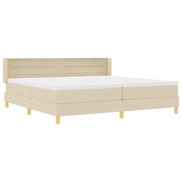 vidaXL Box spring seng med madras Creme 200 x 200 cm Polyester