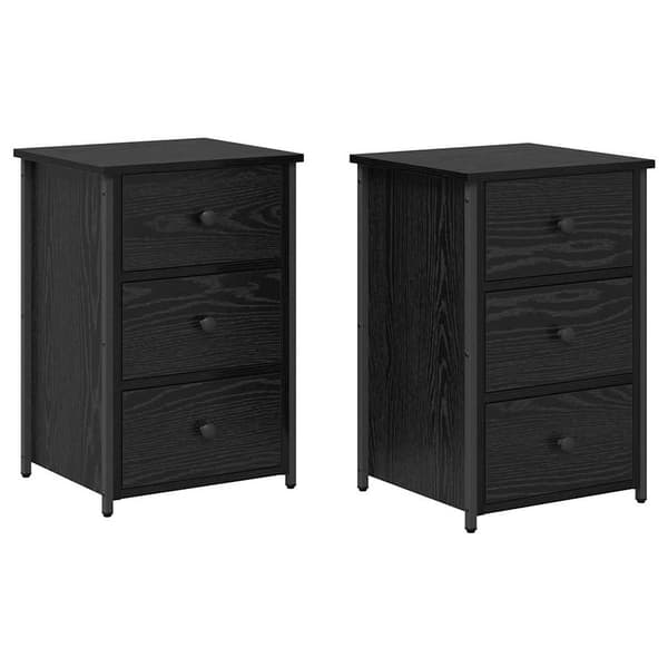 vidaXL Natskab 2 pcs Sort eg 40 x 36 x 60 cm Solid genbrugs træ