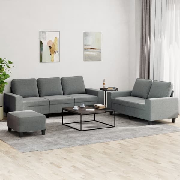 vidaXL sofasæt 3 dele stof mørkegrå