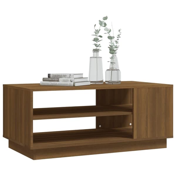 vidaXL sofabord 102x55x43 cm spånplade brun egetræsfarve