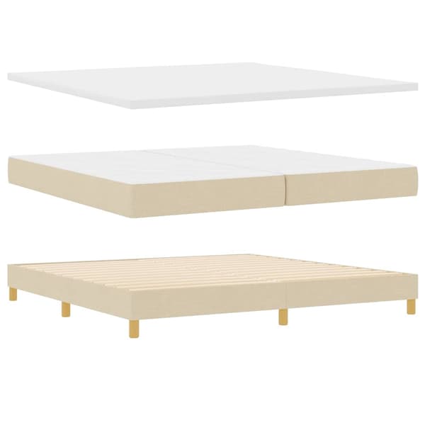 vidaXL Box spring seng med madras Creme 200 x 200 cm Polyester