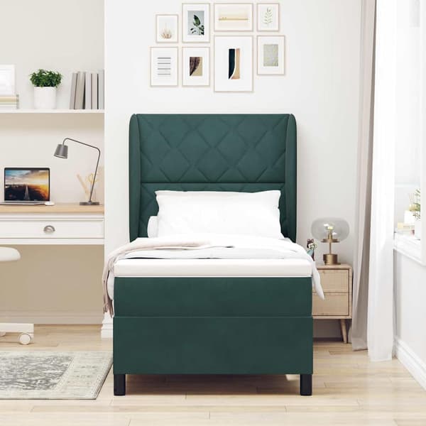 vidaXL Box spring seng med madras Mørkegrøn 200 x 100 cm Polyester