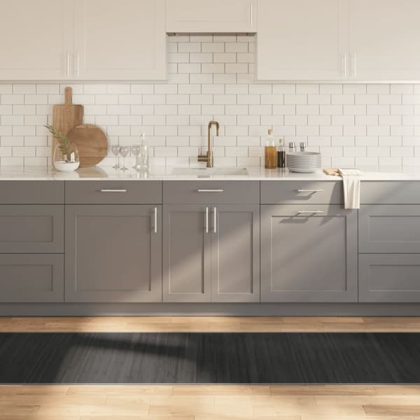 vidaXL gulvtæppe 70x400 cm rektangulær bambus grå