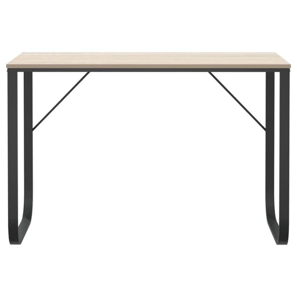 vidaXL computerbord 110x60x73 cm spånplade sort og egetræ