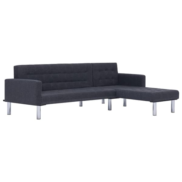 vidaXL L-formet sovesofa polyester mørkegrå