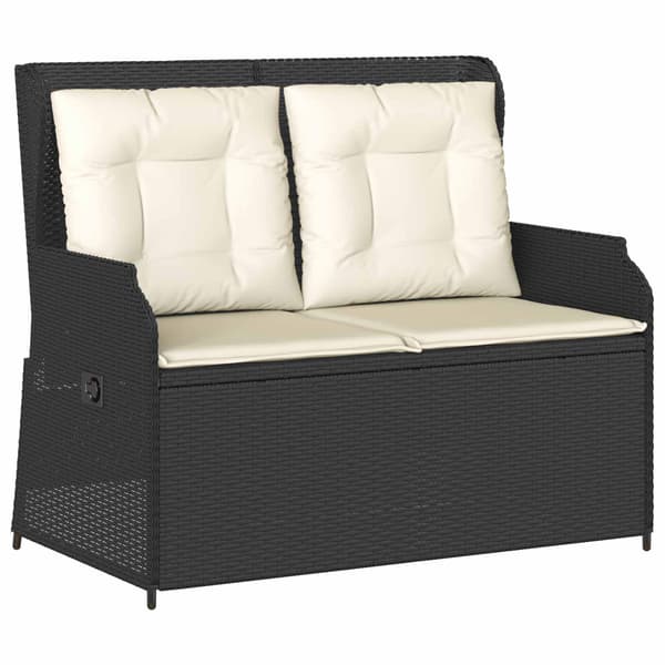 vidaXL Havebænk Sort polyrattan