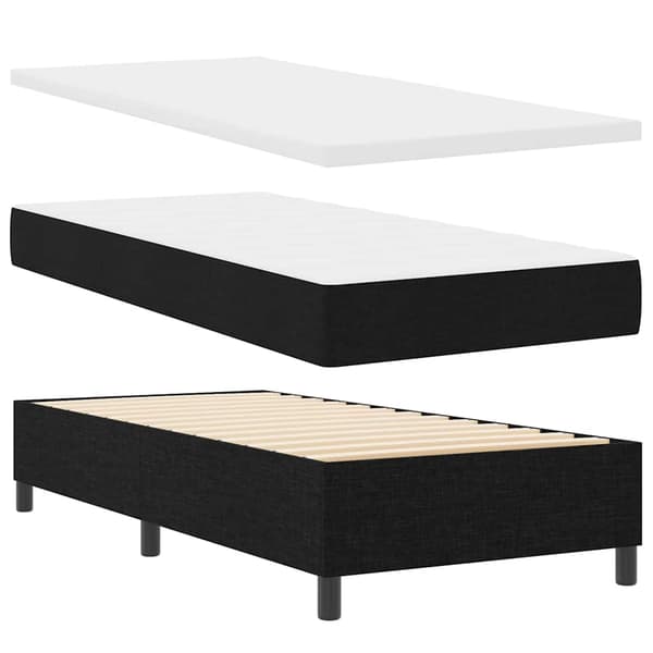 vidaXL Boxmadras Sort 90x200 cm Stof