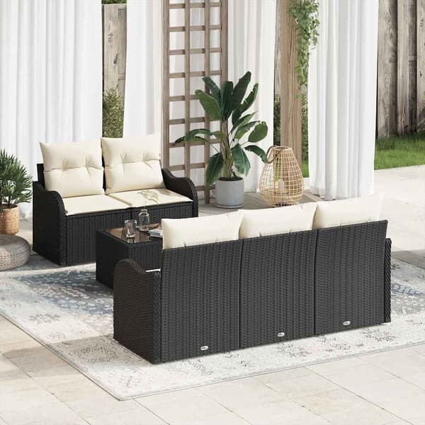 vidaXL Havesofa Sæt Sort polyrattan