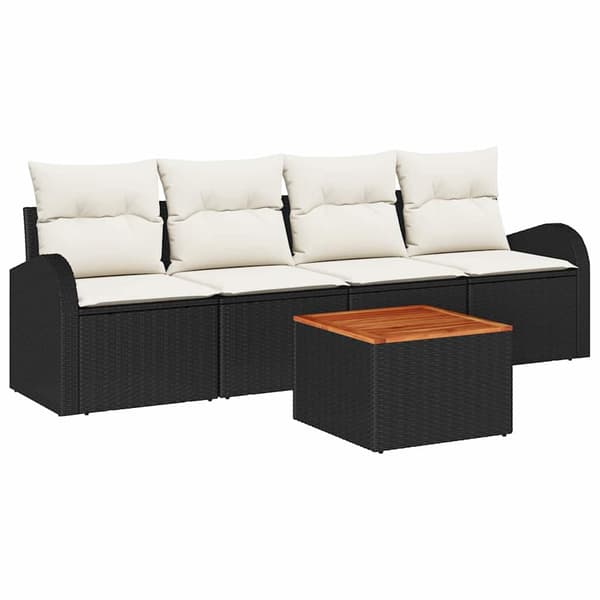 vidaXL Havesofa Sæt 5 pcs Sort, hvid