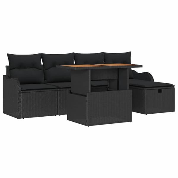 vidaXL Havesofa Sæt 6 pcs Sort polyrattan