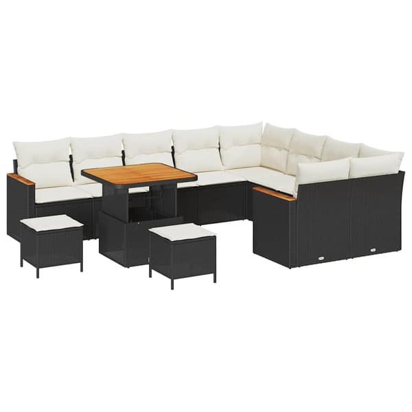 vidaXL Havesofa Sæt 12 pcs Sort polyrattan
