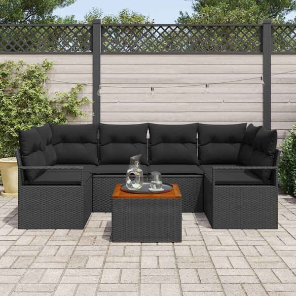 vidaXL Havesofa Sæt 7 pcs Sort