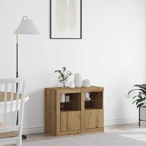 vidaXL LED Sideboard 2 pcs Artisan Egetræ 41 x 37 x 67 cm