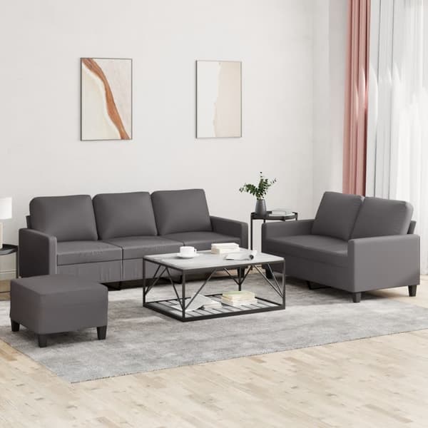 vidaXL sofasæt 3 dele med hynder kunstlæder grå