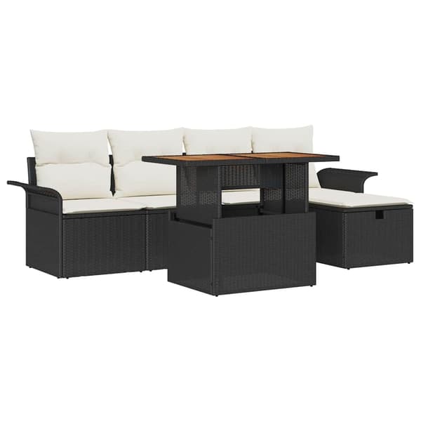 vidaXL Havesofa Sæt 6 pcs Sort polyrattan