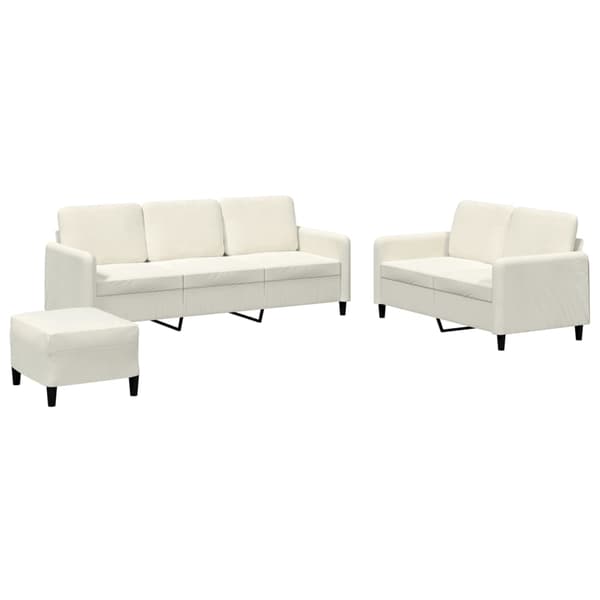 vidaXL sofasæt 3 dele velour cremefarvet