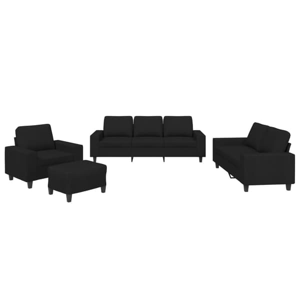 vidaXL sofasæt 4 dele stof sort