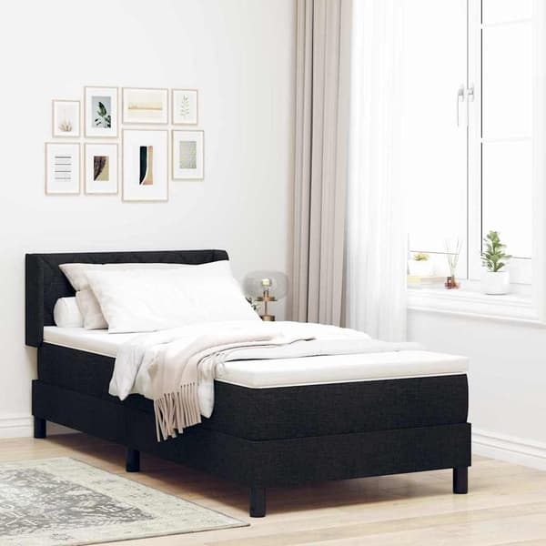 vidaXL Box spring seng med madras Sort 190 x 90 cm Polyester