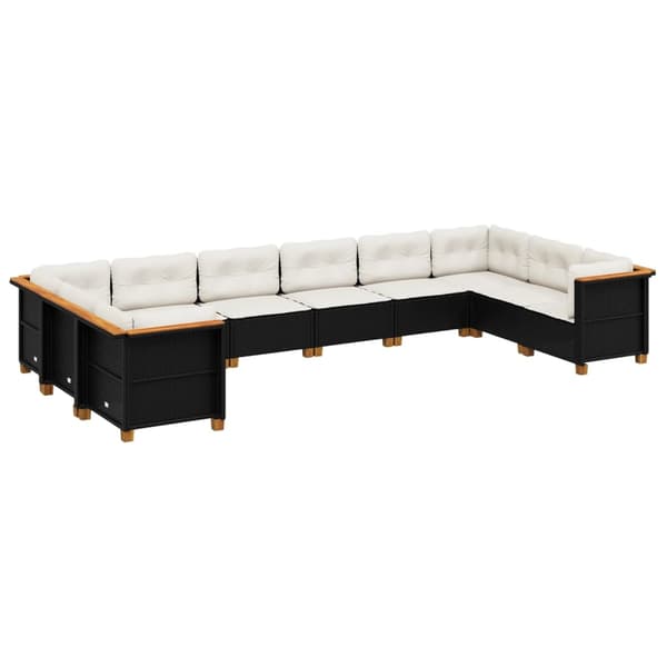 vidaXL sofasæt til haven 10 dele med hynder polyrattan sort