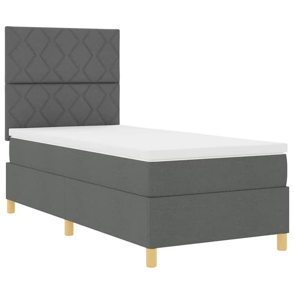 vidaXL Box spring seng med madras Mørkegrå 100 x 200 cm Stof