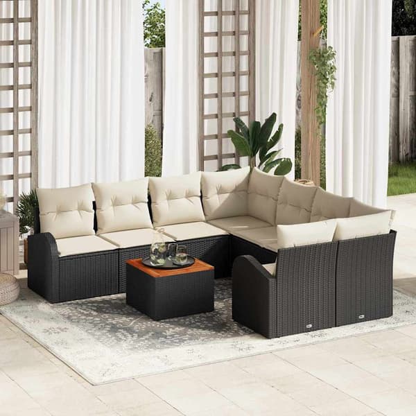 vidaXL Havesofa Sæt 9 pcs Sort, hvid
