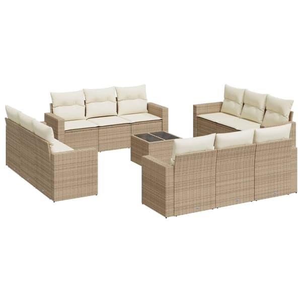vidaXL sofasæt til haven 13 dele med hynder polyrattan beige