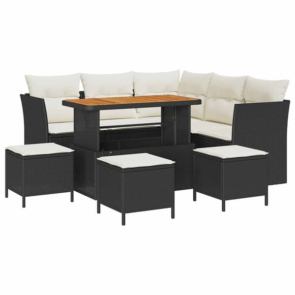 vidaXL Havesofa Sæt 9 pcs Sort polyrattan