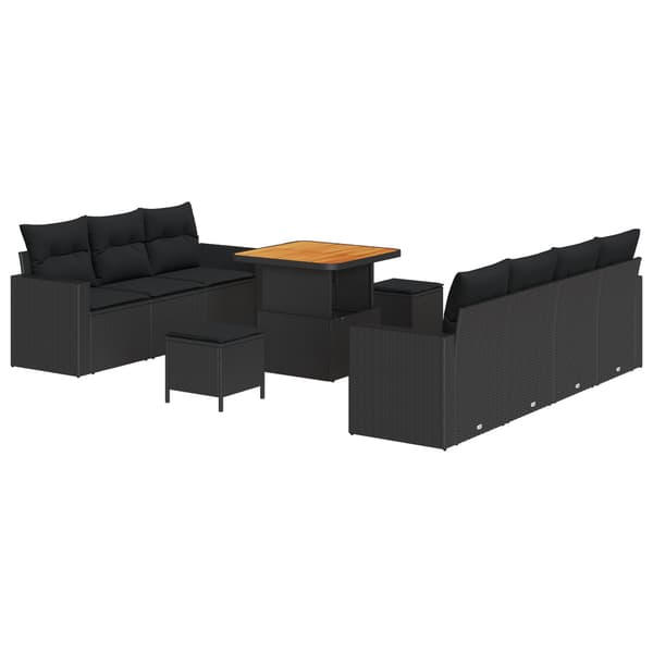vidaXL Havesofa Sæt 10 pcs Sort polyrattan