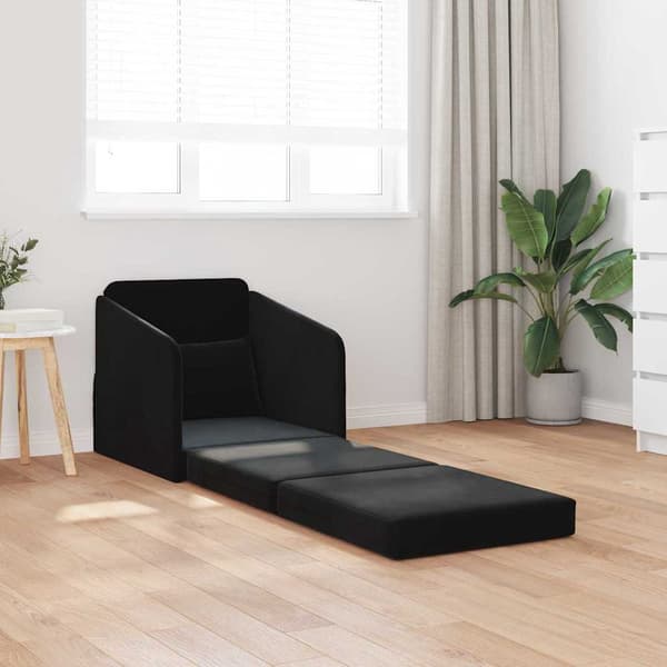 vidaXL Sovesofa Sort 65 x 80 x 83 cm Fløjl