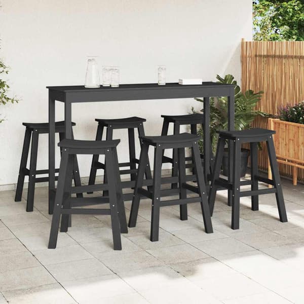 vidaXL Have bar sæt 6 pcs Sort HDPE