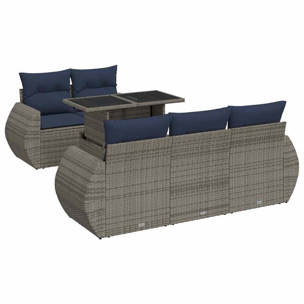 vidaXL sofasæt til haven 6 dele med hynder polyrattan akacietræ grå