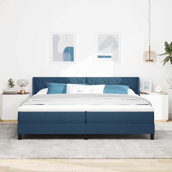 vidaXL Box spring seng med madras Blå 200 x 200 cm Polyester