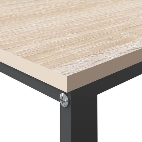 vidaXL computerbord 110x60x73 cm spånplade sort og egetræ