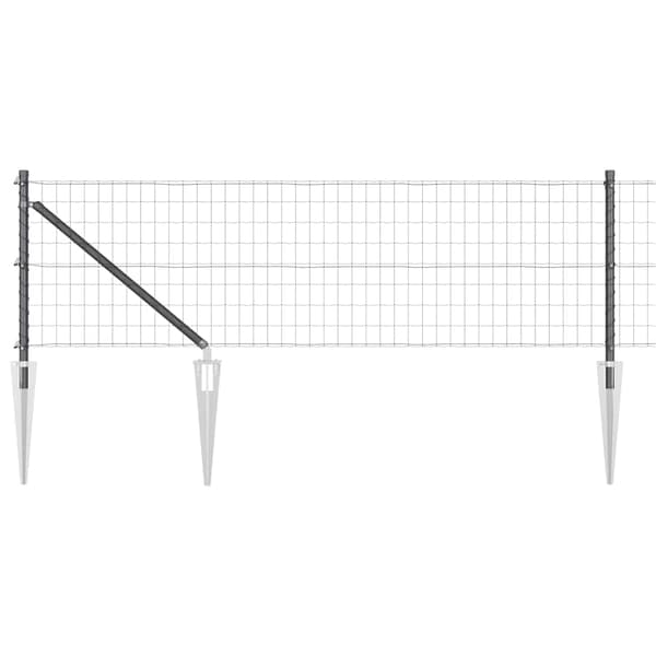 vidaXL Hegn med stolper Grå 0.6 x 25 m Stål