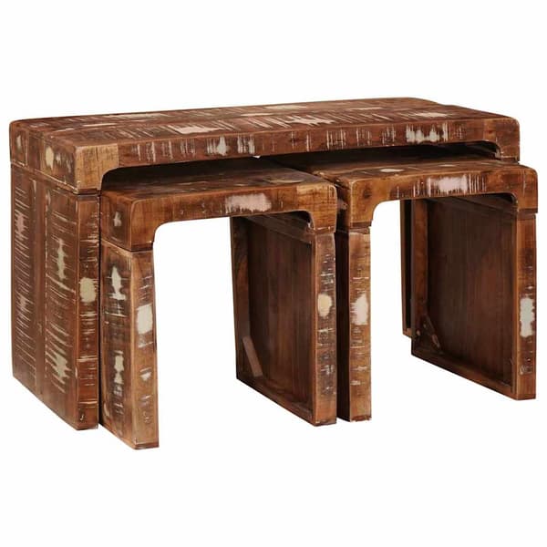 vidaXL Nesting Bord 3 pcs Brun Solid genbrugs træ