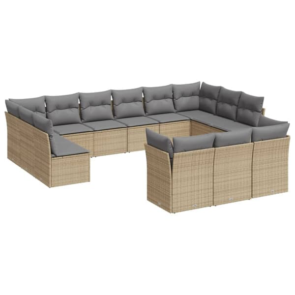 vidaXL sofasæt til haven 13 dele med hynder polyrattan beige