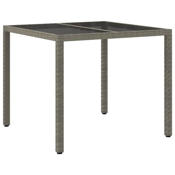 vidaXL Puutarhapöytä Harmaa 90 x 90 x 75 cm polyrottinki