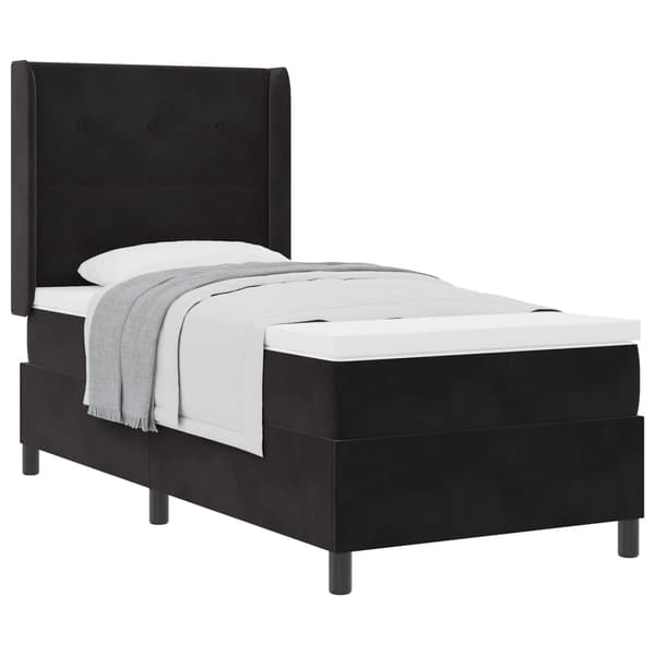 vidaXL Box spring seng med madras Sort 80 x 200 cm Fløjl