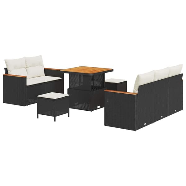 vidaXL Havesofa Sæt 8 pcs Sort polyrattan