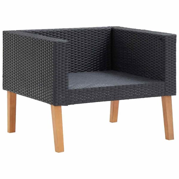 vidaXL 1-personssofa med hynder polyrattan sort