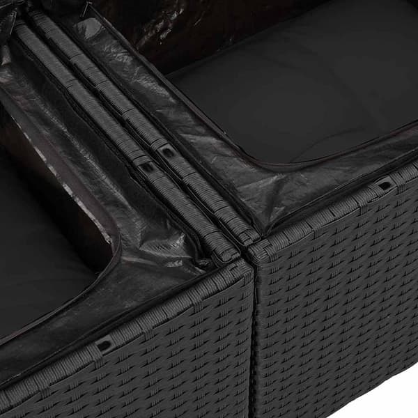 vidaXL Havesofa Sæt 7 pcs Sort polyrattan