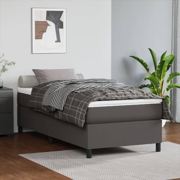 vidaXL Boxspring sengeramme 100x200 cm kunstlæder grå