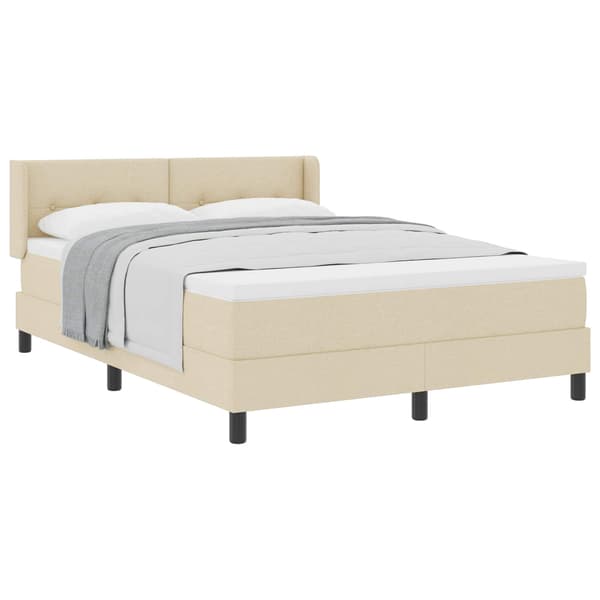 vidaXL Box spring seng med madras Creme 190 x 140 cm Polyester