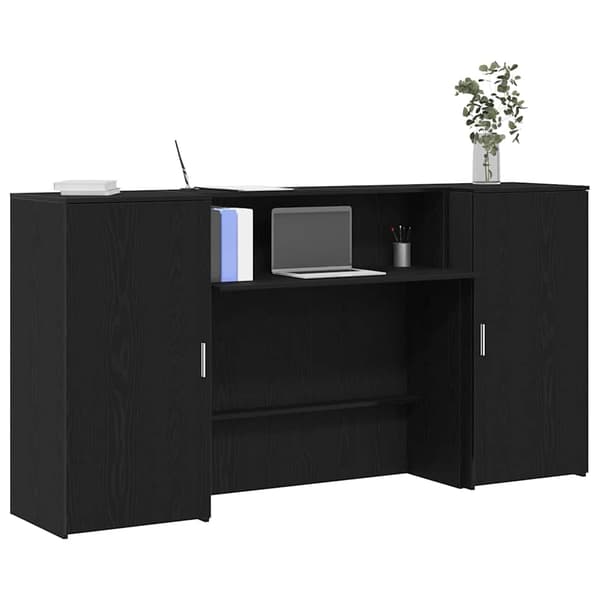 vidaXL receptionsdisk sort eg 200x50x103,5 cm konstrueret træ