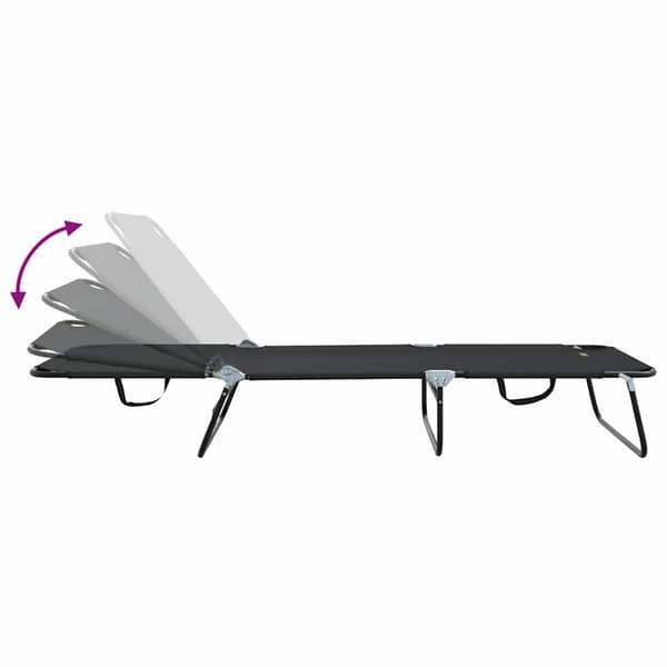vidaXL Foldestol 2 pcs Sort 188 x 57 x 86,5 cm Polyester