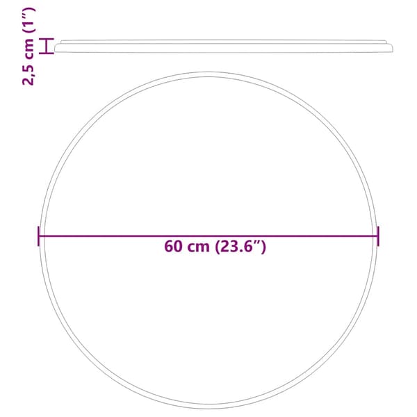 vidaXL bordplade Ø60x2,5 cm marmor grå