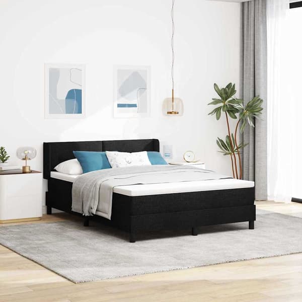 vidaXL Box spring seng med madras Sort 200 x 160 cm Polyester